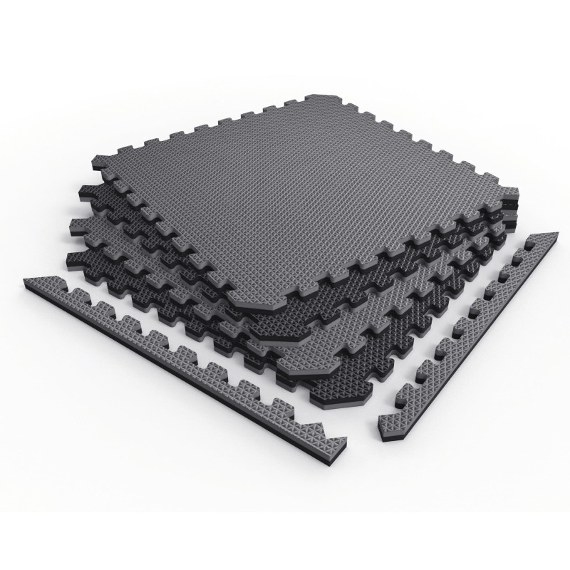 Δάπεδο προστασίας Puzzle 10 mm Μαύρο/Γκρι (4 Τεμάχια) Viking 107075