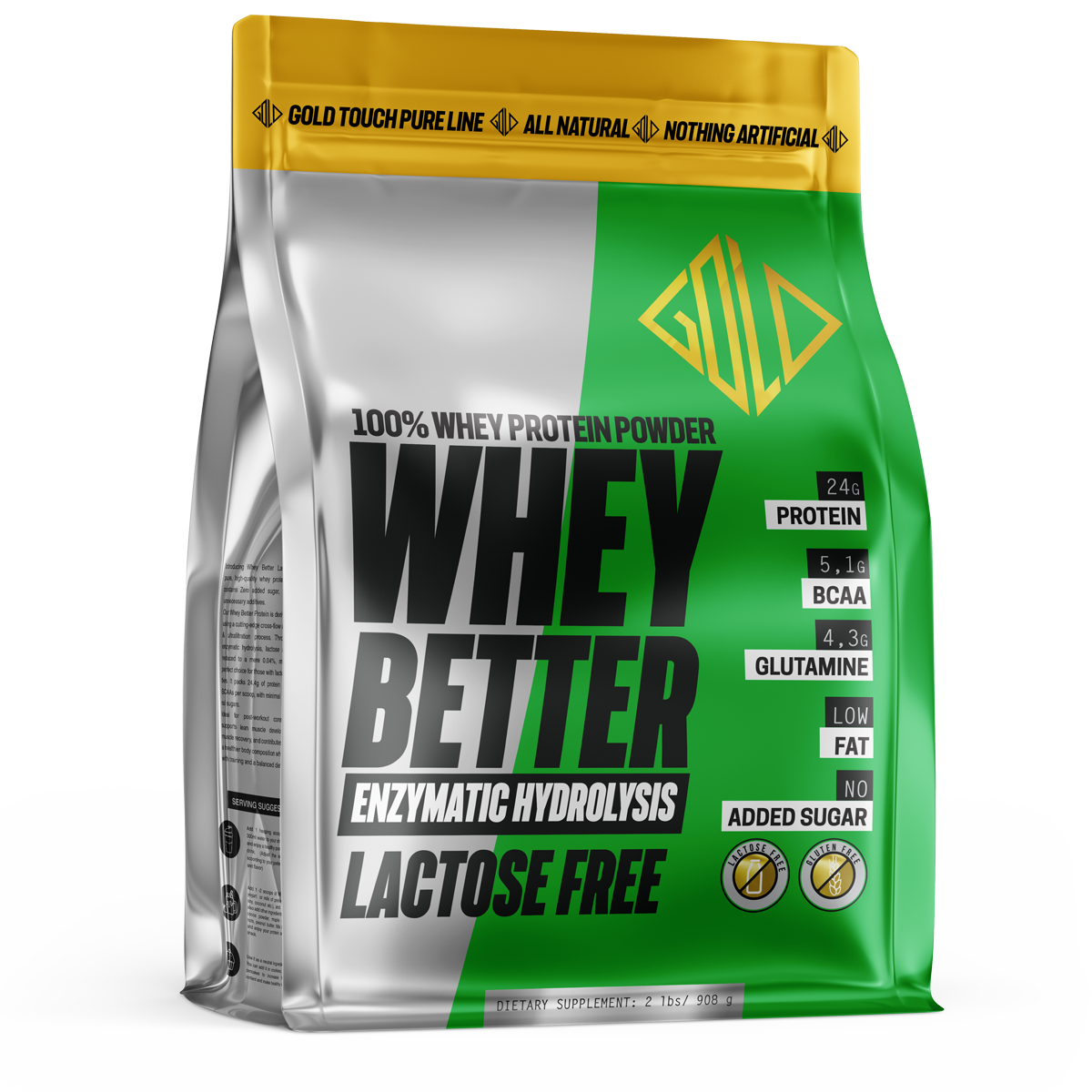 Whey Better HydroProtein 80%- Lactose Free(908g) - Καθαρή Πρωτεΐνη Γράμμωσης - GoldTouch Nutrition Pure Line